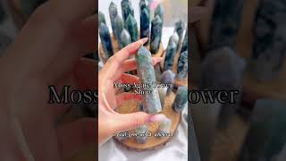 Natural Crystal TowerMoss Agate Tower gemstone crystals crystalshop [upl. by Nnarual726]