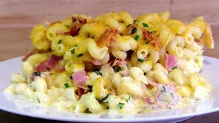 NUDELAUFLAUF MIT SCHINKEN UND KÄSESCHINKENNUDELN MIT CHEDDAR KÄSE ÜBERBACKENMAKKARONI AUFLAUF [upl. by Novehc]