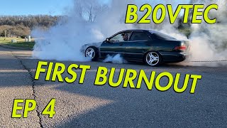 SLAMMED INTEGRA PT4  B20 VTEC FIRST BURNOUT [upl. by Eesdnil21]