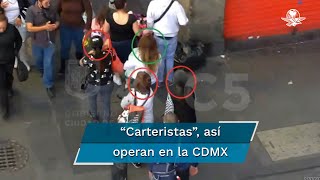 Captan a mujeres “carteristas” durante robo en el Centro de la CDMX [upl. by Omar475]