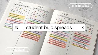 4 Minimalist Bullet Journal Spreads For High School Students  Simple  Practical [upl. by Fernandina]