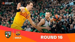 Zalgiris KaunasFC Barcelona  Round 16 Highlights  202324 Turkish Airlines EuroLeague [upl. by Namyl434]