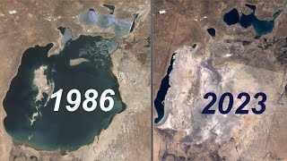 Aral Sea Drying Up 19862023 [upl. by Alyhs]