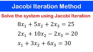 🟢06a  Jacobi Iteration Method Example 1 [upl. by Sucirdor]