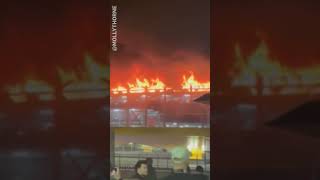 Fire breaks out at Londons Luton Airport [upl. by Eladnwahs403]