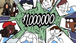 Valkyrae Reacts Jaiden Winning Mr Beasts 1000000 Youtuber Challenge [upl. by Bovill764]