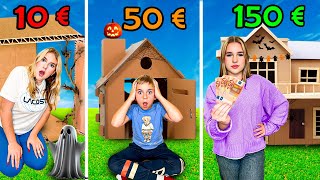 10€ VS 50€ VS 150€ pour Construire Une Cabane Effrayante DHalloween En CARTON  Budget Challenge [upl. by Heng]