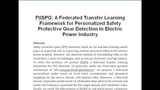 FtlSPG A Federated Transfer Learning Framework for Personalized Safety Protective Gear Detection in [upl. by Ettelegna886]