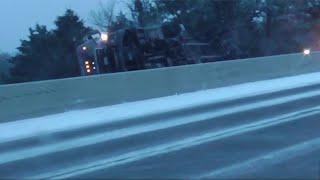 Semi Overturns On Turn Turnpike Near Wellston [upl. by Arihaj849]