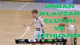 Urban Klavzar CLUTCH Performance vs Lithuania Slovenia WIN [upl. by Leelah]