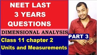 NEET Last Year Questions From Dimensional Analysis  Class 11 Chapter 2 Units and Measurements [upl. by Ungley]