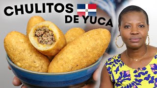 Croquettes de Manioc fourrées à la Viande Hachée 🇩🇴 CHULITOS DE YUCA STREET FOOD [upl. by Breeze]