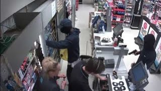 Terrifying CCTV footage of Armed Robbery in Eltham supermarket [upl. by Eecyac]