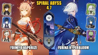 F2P Yoimiya Vaporize amp Furina Hyperbloom  Spiral Abyss 47  Floor 12  Genshin Impact [upl. by Anyalram674]