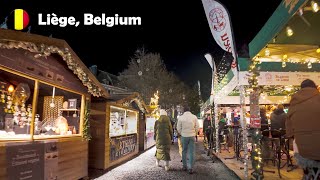 Liège Belgium 🎄 Christmas Market 2023  Evening Walk 4K  DJI Osmo Pocket 3 🇧🇪 [upl. by Ted716]