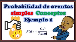 Probabilidad de eventos simples  Conceptos  Ejemplo 1 [upl. by Rez653]