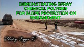 Demonstrating how to spray chemical polymer for slope protection on Embankment [upl. by Krm]