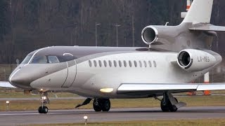 Dassault Falcon 7X quotMini Banditquot LXMES Take Off at Bern Airport [upl. by Lecrad]