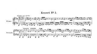 BachReger  BWV 1048 Brandenburg Concerto No 3 arr for piano 4 hands w score [upl. by Donoghue]