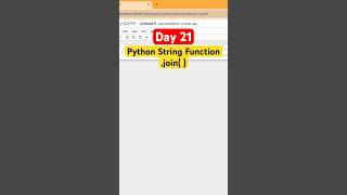 Python String Function joinpythonprogramming [upl. by Notle]