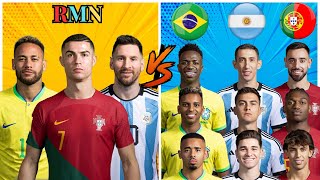 Ronaldo Messi Neymar 🆚 Brazil Argentina Portugal 🔥 Trio Comparison 💪 [upl. by Woodie568]