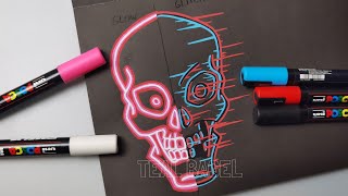 Drawing skull with GLOW and GLITCH effects [upl. by Terriss]