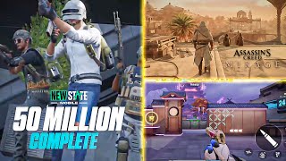 NEW STATE MOBILE 50 MILLION COMPETE  ASSASSINS CREED MIRAGE GAMEPLAY  VALORANT MOBILE BETA 🔥 [upl. by Aneej]