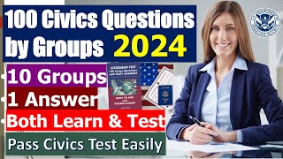 Achieve US Citizenship 2024  Master the 100 Civics Questions the Easy and Fast Way by 10 groups [upl. by Paine]