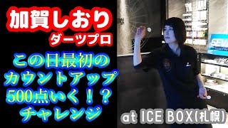 【ダーツ編】この日最初のカウントアップ500点いく！？チャレンジ！by 加賀しおりダーツプロ！【ICE BOX in 札幌すすきの】 [upl. by Cutlip]