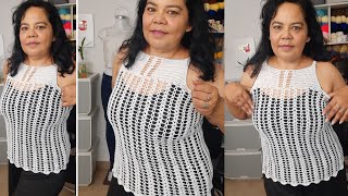 Blusa de tirantes a crochet zurdas crochet normaysustejidos handmade crocheting [upl. by Slaohcin]