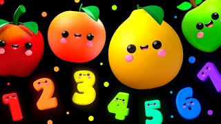 DANCING FRUIT with the Numbers 🍎🍊🍋‍🍏🍇 Sensory Video [upl. by Hinman76]