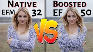 Canon EFM 32mm F14 vs EF 50mm F18  Viltrox EFEOS M2 Speedbooster [upl. by Nihahs]