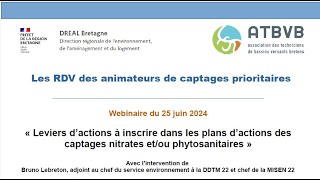 RDV AAC n°9  Leviers dactions dans les plans d’actions des captages nitrates etou phytosanitaires [upl. by Deutsch]