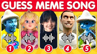 🎵 GUESS MEME SONG 🎙️🔥  Smurf Cat MrBeast Skibidi Toilet Boywithuke Wednesday Banana Cat [upl. by Wallis]