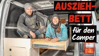 Ausziehbett im Camper mit Schwerlastauszügen  Wohnmobil Selbstausbau  Vito Camper Ausbau [upl. by Eselahs86]