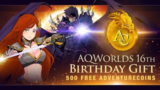 AQWorlds Free 500 ACs 16th Birthday Quest [upl. by Grosvenor]