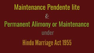 Maintenance Pendente lite amp Permanent Alimony and Maintenance [upl. by Kinom]