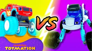 Water Rider Blaze vs Tow Truck Crusher 8  Blaze and the Monster Machines Toys  Toymation [upl. by Wightman50]