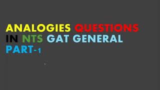 Gat general analogies part 1 GAT general test preparation [upl. by Dorkus]