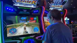 Jet Blaster arcade game by Wahlap Games at Dave amp Busters in Austin Texas [upl. by Rahcir194]