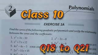 Class 10 Ex 2A Q18 TO Q21 Polynomials  RS Aggarwal  Chapter 2 2023  CBSE  ICSE  Rajmith study [upl. by Vitkun]