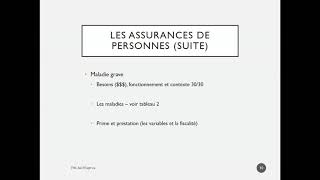 Semaine 62 Les assurances de personnes [upl. by Doughman]