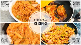 4 Schezwan Recipe  Creamy Schezwan Pasta Recipe  Schezwan Momos Recipe  Schezwan Maggi Recipe [upl. by Deuno]