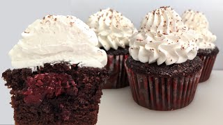 Black Forest Cupcakes  Chocolate Cherry Cupcakes [upl. by Airretal]