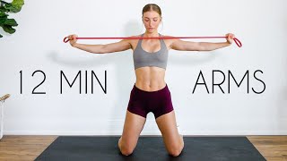 12 min UPPER BODY RESISTANCE BAND Workout At Home [upl. by Nekcerb]