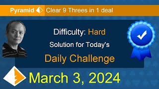 Microsoft Solitaire Collection Pyramid  Hard  March 3 2024 [upl. by Nagram]