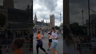 London Marathon Runners Passing the Iconic Houses of Parliament londonwalkingtours [upl. by Brewster]