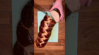 Cutting a freshly made challah challah challahbread bread breadmaking baking breadtok [upl. by Dracir]