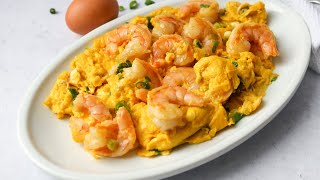 Easy amp Delicious 10min Chinese Shrimp Omelette only 6 ingredients [upl. by Mufi]