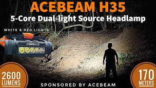 Acebeam H35 Headlamp Review amp Beamshots Comparison with Nitecore HC65 UHE [upl. by Yraccaz]